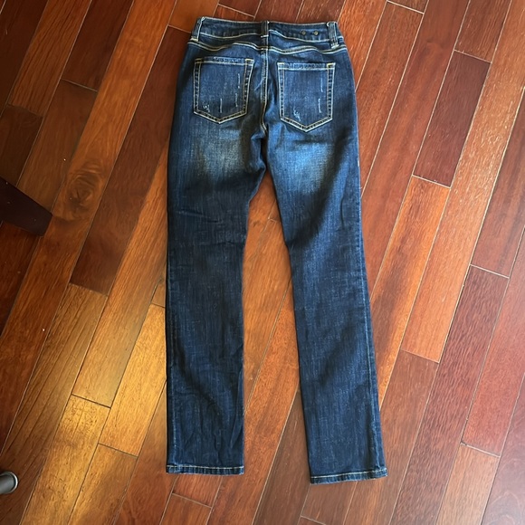 CAbi High Straight Distressed Dark‎ Wash Jeans #3561 - Picture 8 of 8